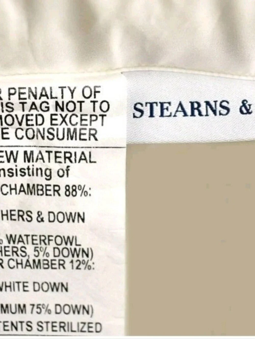 Stearns & Foster Down Halo All Positions 400 TC ONE STANDARD/QUEEN Pillow WhiteW